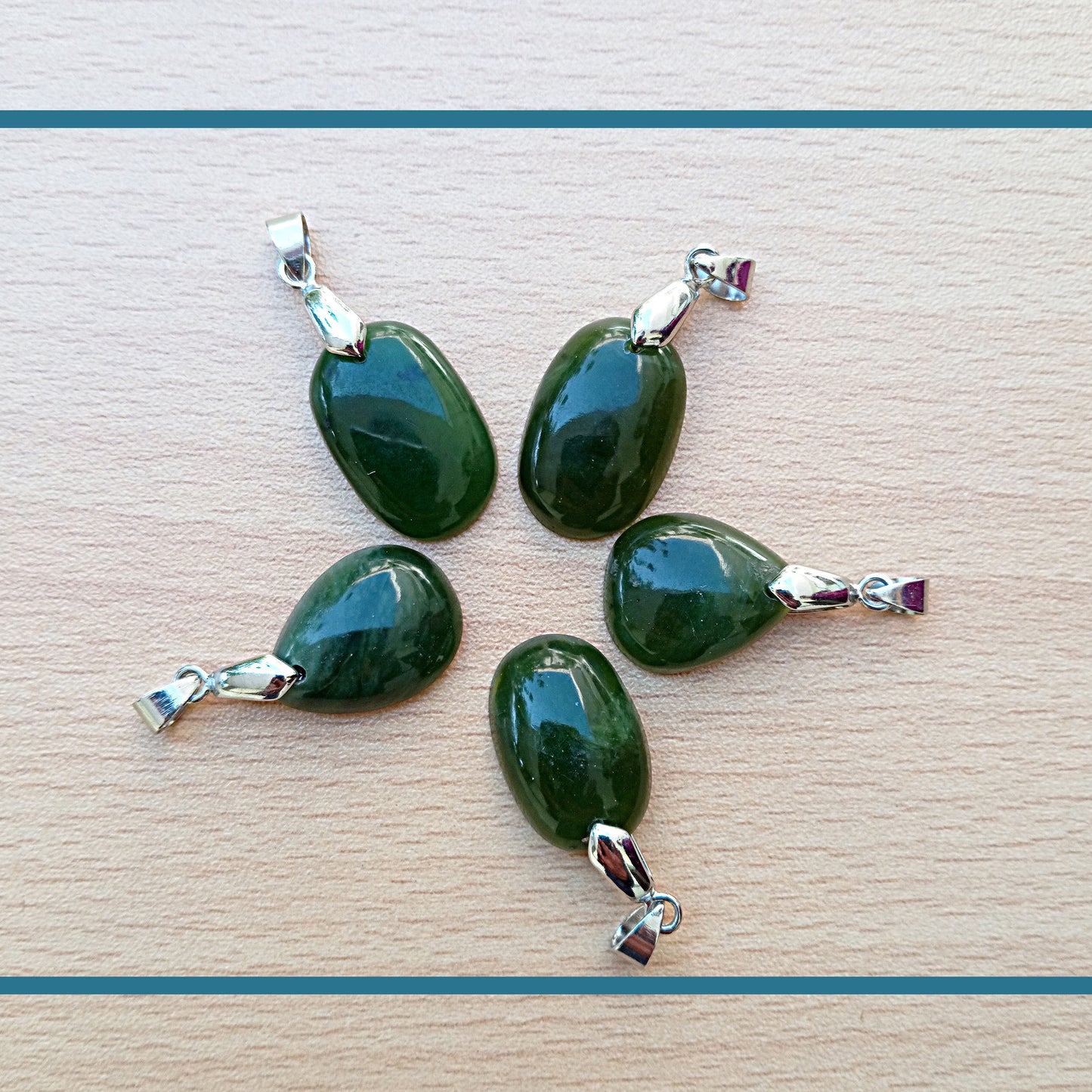 Pendants - Dark Green Nephrite Oval / Drop Shape