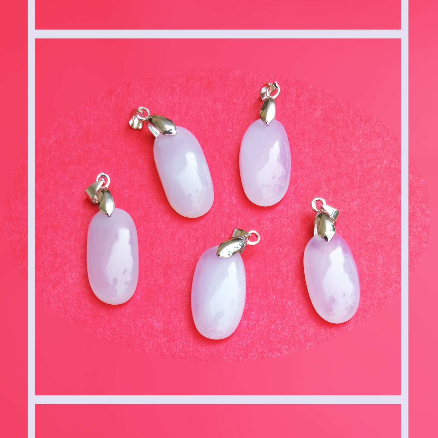 Pendants - White Agate Oval Shape