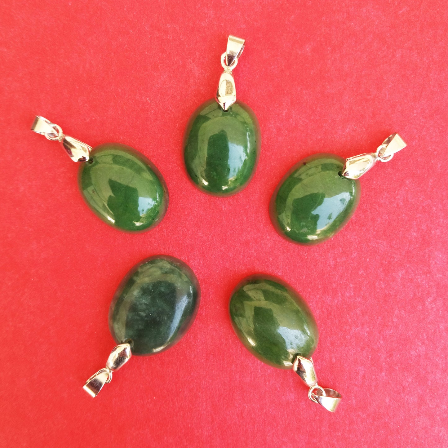 Pendants - Medium Green Nephrite Oval Shape