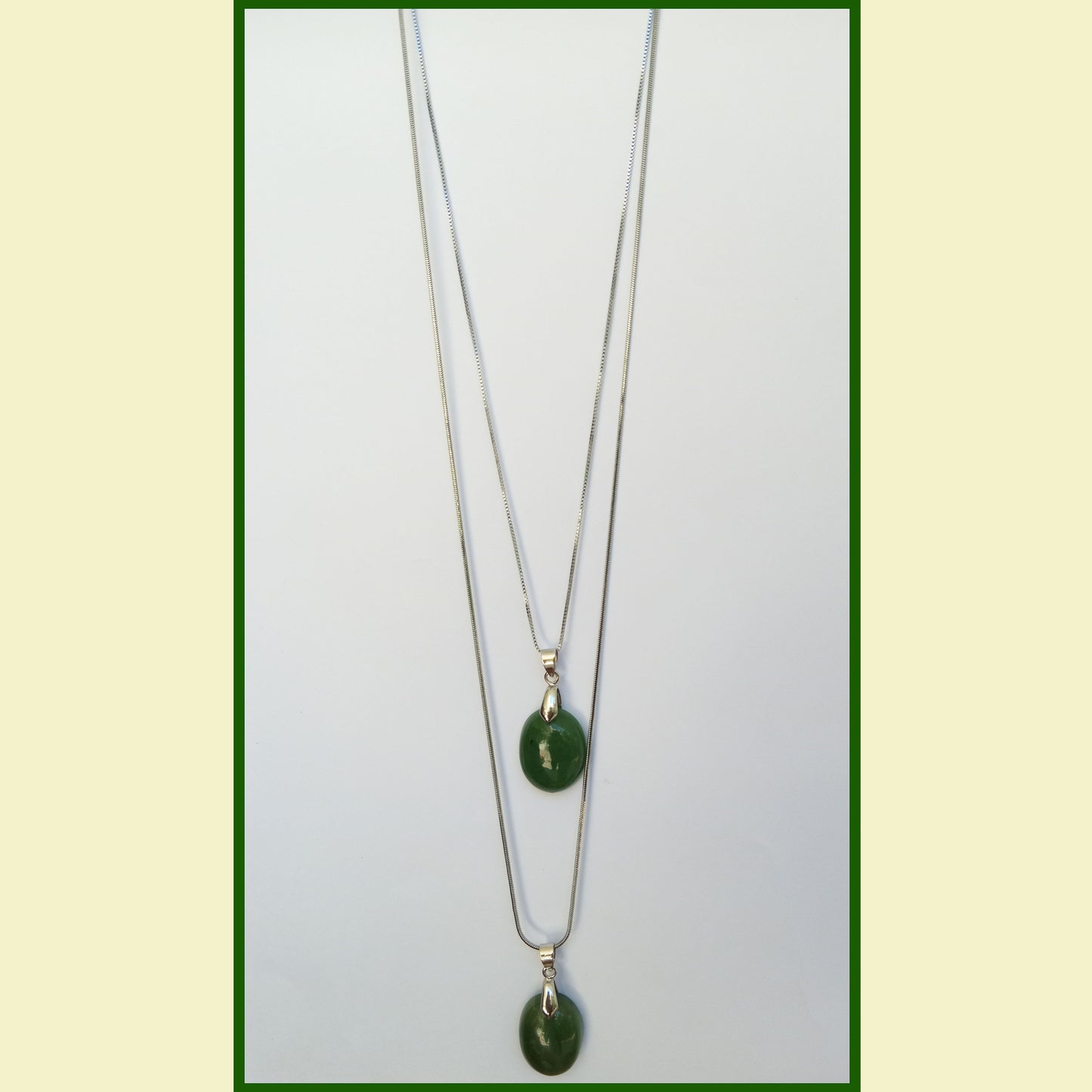 Pendants - Medium Green Nephrite Oval Shape