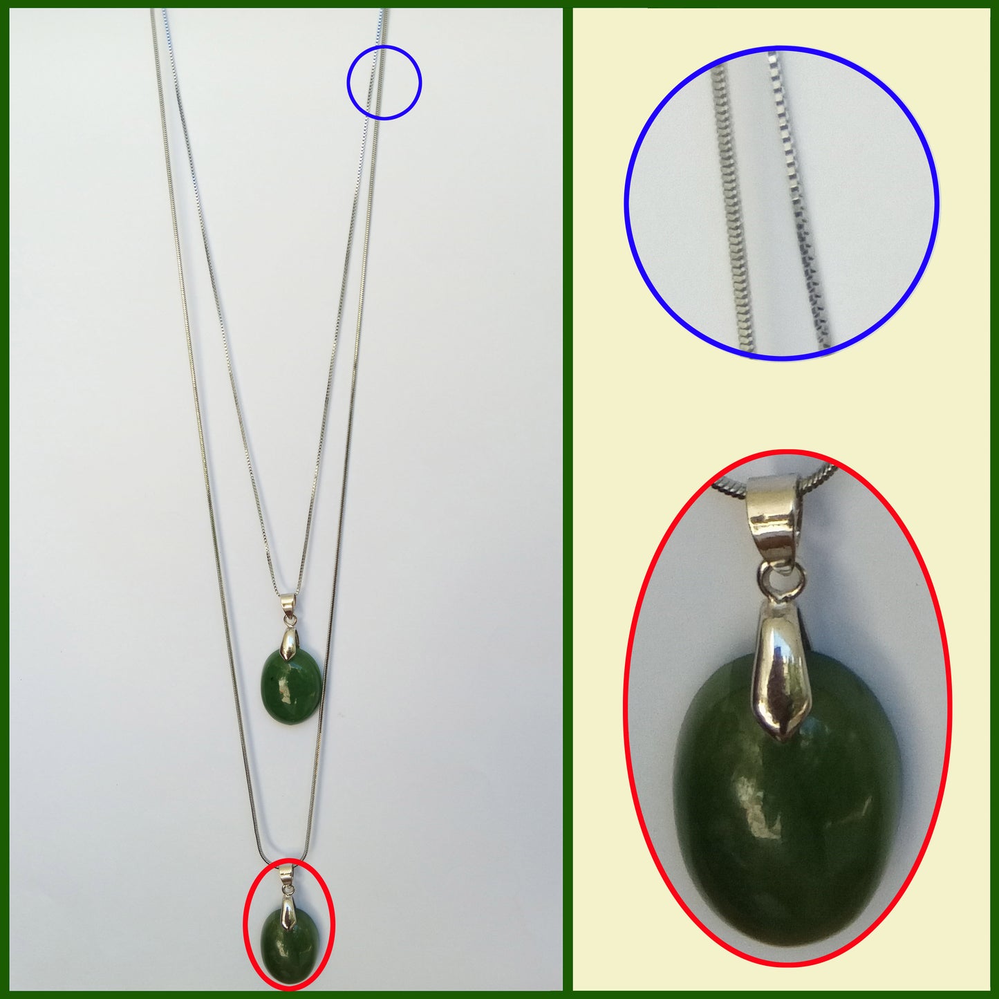 Pendants - Medium Green Nephrite Oval Shape