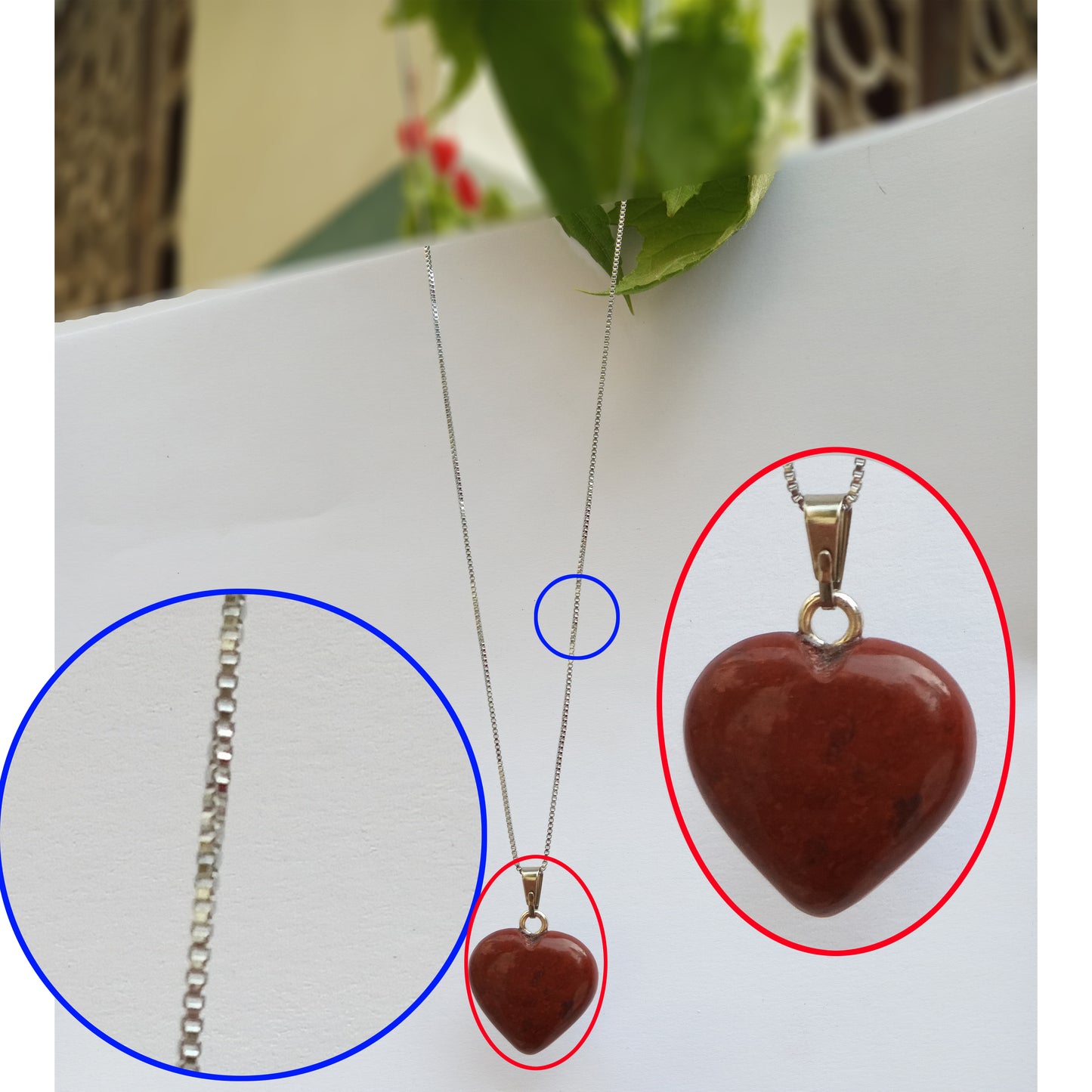 Hangers - Rode Jaspis Hartvorm